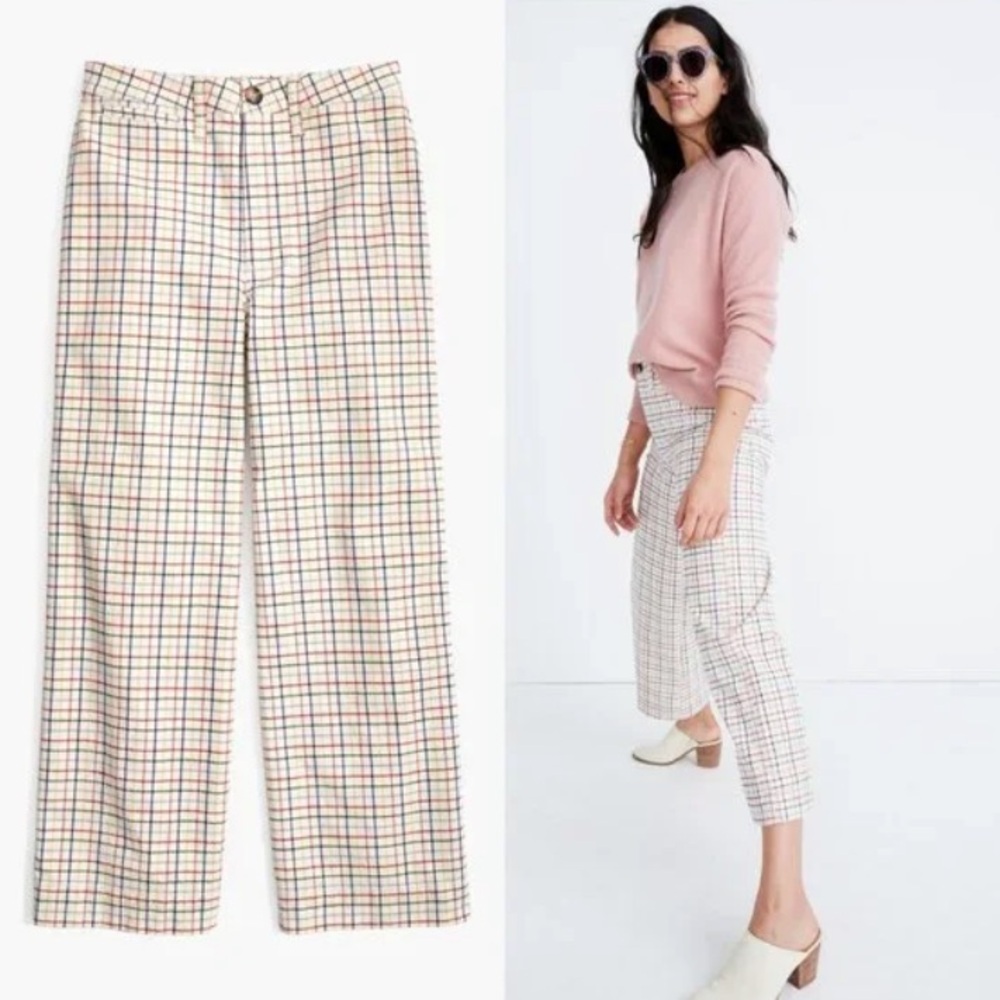 Madewell Plaid Wide-Leg Crop Hat Pants